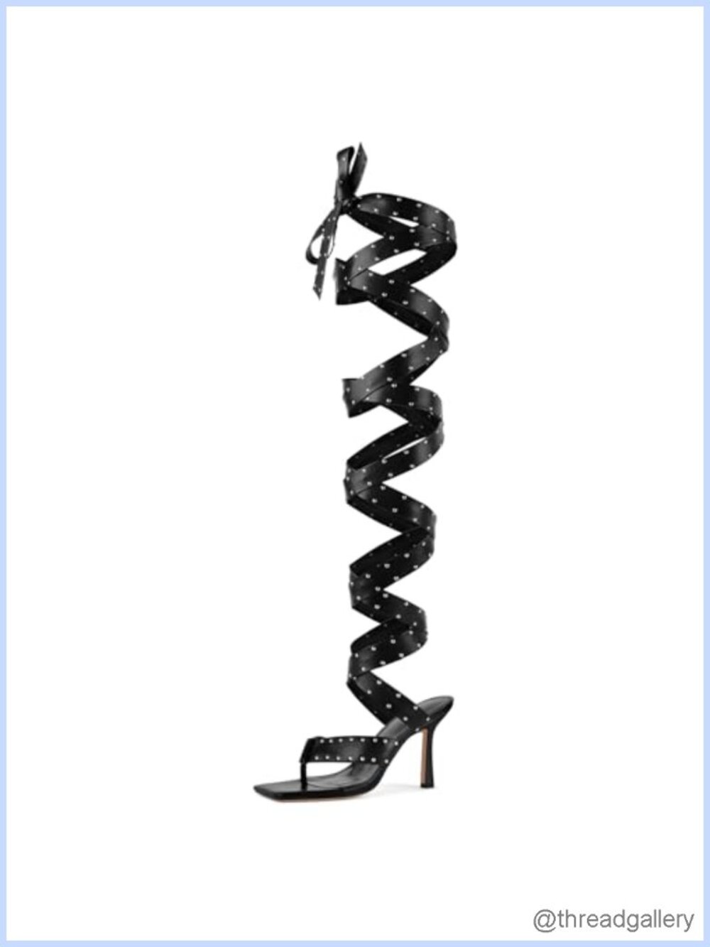 Women's Studded Faux Leather Gladiator Lace Up Stiletto Heeled Sandals